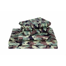 Chezmoi Collection Military Camo 4-Piece Sheet Set - Camouflage Army Green Print - $50.99