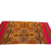 ray strauss unlimited pink paisley fringe tapestry shawl scarf 40 x 40 in. - £19.35 GBP