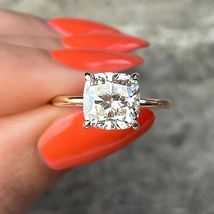 2 Ct Cushion Cut Diamond Women&#39;s Solitaire Wedding Ring 14k White Gold Finish - £64.94 GBP