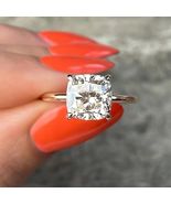 2 Ct Cushion Cut Diamond Women&#39;s Solitaire Wedding Ring 14k White Gold F... - £63.38 GBP
