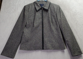 Ann Taylor Jacket Womens Size 10 Gray Wool Long Sleeve Pockets Collared Full Zip - £19.08 GBP