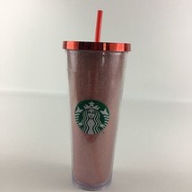 Starbucks Christmas 2014 Glitter Cold Cup Red Metallic Screw On Lid Stra... - $49.45