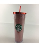 Starbucks Christmas 2014 Glitter Cold Cup Red Metallic Screw On Lid Stra... - £38.62 GBP