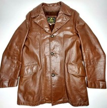 Vtg 70&#39;s Genuine Leather Jacket Size 40 w/ Zip Out Faux Fur Lining Brown Blazer - £33.73 GBP