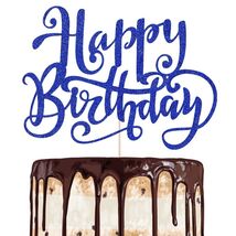 Handmade Flash Happy Birthday Cake Topper Black Birthday Party Decor - $9.62