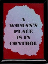 A Woman&#39;s Place Is In Control 3&quot; x 4&quot; Framed Sparkling Refrigerator Magnet Humor - £4.02 GBP