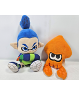 Splatoon Blue Inkling Boy &amp; World of Nintendo Orange Squid Plush Lot 2016 - $470.83 MXN