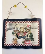 Laurie Korsgaden Painted Christmas Moose Lodge Tin sign 10 3/4&quot; x 8&quot; signed - $18.79