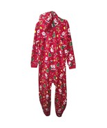 Festive Christmas Fleece Pajama with Santa Snowman Print Holiday Loungewear - $26.25
