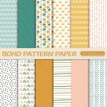 60Pcs Boho Pattern Paper A5 Rainbow Dot Stripe Scrapbook Specialty Paper... - $23.99