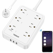 Smart Power Strip, Wifi Flat Plug Strip With 3 Smart Outlets And 3 Usb Ports, 6  - £39.08 GBP