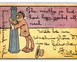 Comic Drunk Man Hugging Lamp Post 1907 DB Postcard S3 - $4.90