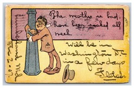 Comic Drunk Man Hugging Lamp Post 1907 DB Postcard S3 - £3.91 GBP