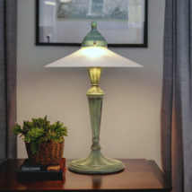 Unique Art Nouveau Table Lamp &quot; Green &amp; White &quot; Shabby Chic - $5,734.73 MXN