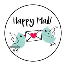 30 Happy Mail Envelope Seals Labels Stickers 1.5&quot; Round Birds Love Heart Tags - £5.96 GBP