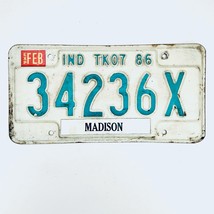 1986 United States Indiana Madison County Truck License Plate 34236X - $225.96 MXN