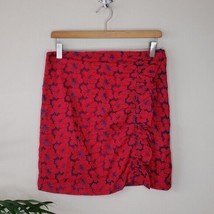 Jun &amp; Ivy | Red &amp; Navy Floral Eyelet Skirt with Side Ruffle Detail, size... - $18.39