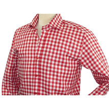 Men Oscar Banks All Cotton Shirt English Spread Collar Plaid Checker 5949 Red image 4