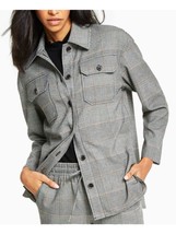 MSRP $100 Bar III Women Pocketed Plaid Button Down Jacket Grey Size Large - £14.40 GBP