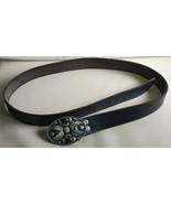 Vtg Alpaca Mexico Silver Buckle Black Leather Belt Size 34 U5 - $30.24 CAD