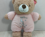 Little Me Welcome To The World Plush Tan Brown Teddy Bear Pink Soft Baby... - $9.88