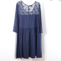 Torrid Navy Blue 4 (4X/26) Lace Inset Knit Elastic Waist Skater Dress - £17.09 GBP