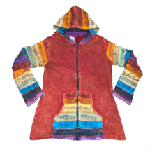 Greater Good Network Women L/XL Patchwork Zip Jacket Hoodie NEPAL Hippie... - $28.99