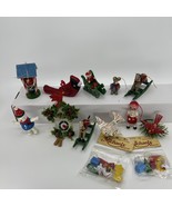 Mixed Lot Of 13 Vintage Wooden Christmas Ornaments Taiwan Cottage Core C... - $24.00