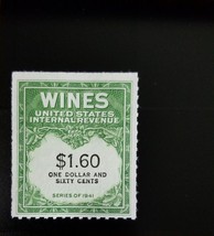 1942 $1.60 U.S. Internal Revenue Cordial &amp; Wine, Green Scott RE149 Mint ... - $1.78