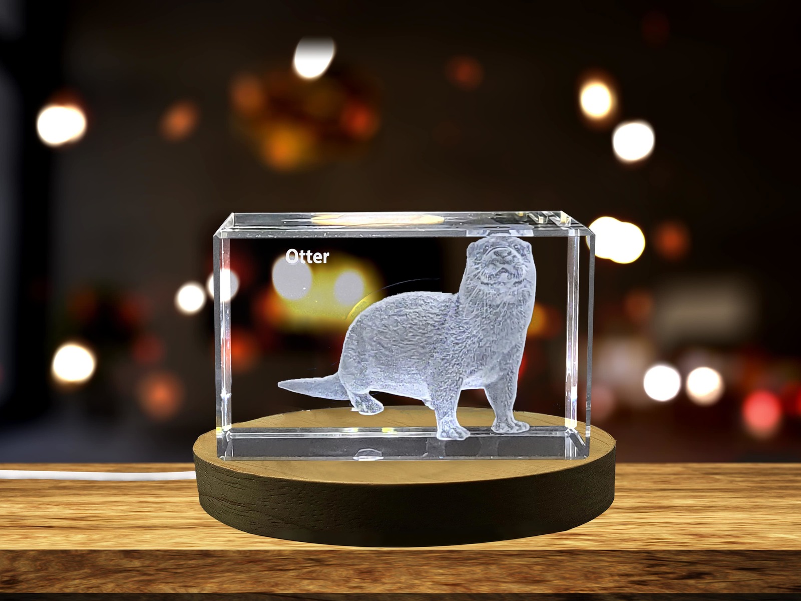 LED Base included | Playful Otter Crystal Carvings | Exquisite Gems Etched with