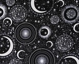 Cotton Glow in the Dark Moons Stars Night Black Fabric Print by Yard D47... - $14.95