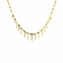 Authenticity Guarantee 
 14K Solid Gold Chain Dangle Drop Rhombus Necklace Ad... - £554.43 GBP