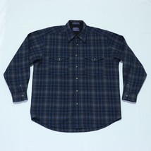 Pendleton Flannel Plaid Outdoor Shirt Men&#39;s Medium M Blue Washable 100% ... - $67.81