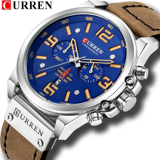 2024 CURREN Chronograph Wristwatch Top Brand LuxuryCasual Sport Watches for Me D - £26.03 GBP