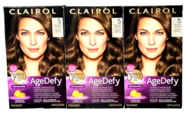 3 Pack Clairol 5 Intense Luminous Medium Brown Age Defy Permanent Hair Color - £30.27 GBP