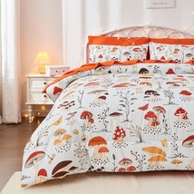 7 Piece Mushroom Comforter Set Queen Size, Bed In A Bag Natural Wild Mushroom Pl - £100.44 GBP