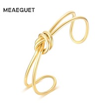 Women Bangle Bracelet Openable Stainless Steel Hollow Style Gold Color Female Pu - £11.38 GBP