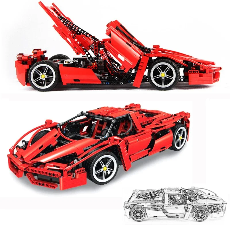 High Speed Racer Sports Ferrari Enzo Vehical Building Blocks High-tech MOC - £44.14 GBP+