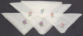 MM) Vintage Lot of 6 Ladies Handkerchiefs Floral Embroidered - £15.57 GBP