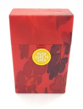 Fujima Red Floral Plastic Push-N-Open Button King Size Cigarette Case - £6.86 GBP