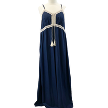 NEW 1.State Womens XL Bohemian Dress Classic Navy Tassel Cream Crochet Trim - £26.97 GBP