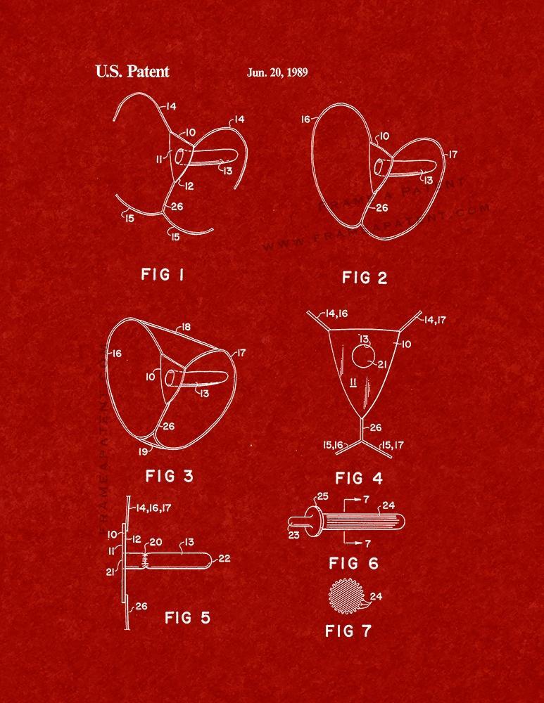 Female Condom Patent Print - Burgundy Red