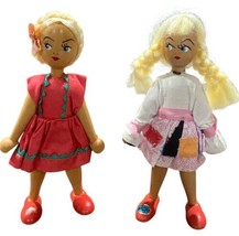 Vintage Pair of Polish Wooden Wood Pin Peg Dolls Made in Poland - $21.31