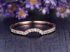 0.10Ct Moissanite Set U Shape Stack Wedding Band Ring in 925  Silver - £80.33 GBP