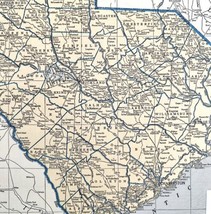 Map Southern Carolina 1938 Southern United States Print Atlas Antique DWU7 - £27.48 GBP