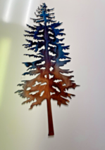 Forest Tree 15&quot; Tall Metal Wall Art Accent Blue Tinged Copper Plated - £21.64 GBP
