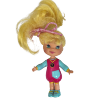 4" VINTAGE 1993 MATTEL LI'L LIL SECRETS MINI DOLL YELLOW HAIR BLUE + PIN... - $9.50