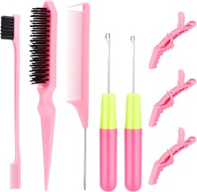 Hair Crochet Hooks Set 2 Crochet Needles Edge Brush Bristle Brush Rat Ta... - $369.75 MXN