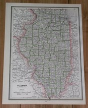 1886 Original Antique Map Of Illinois - £15.50 GBP