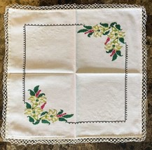 Servilleta Bordada a Mano Artesana Flor Blanca - Handmade Tablecloth Emb... - £18.07 GBP